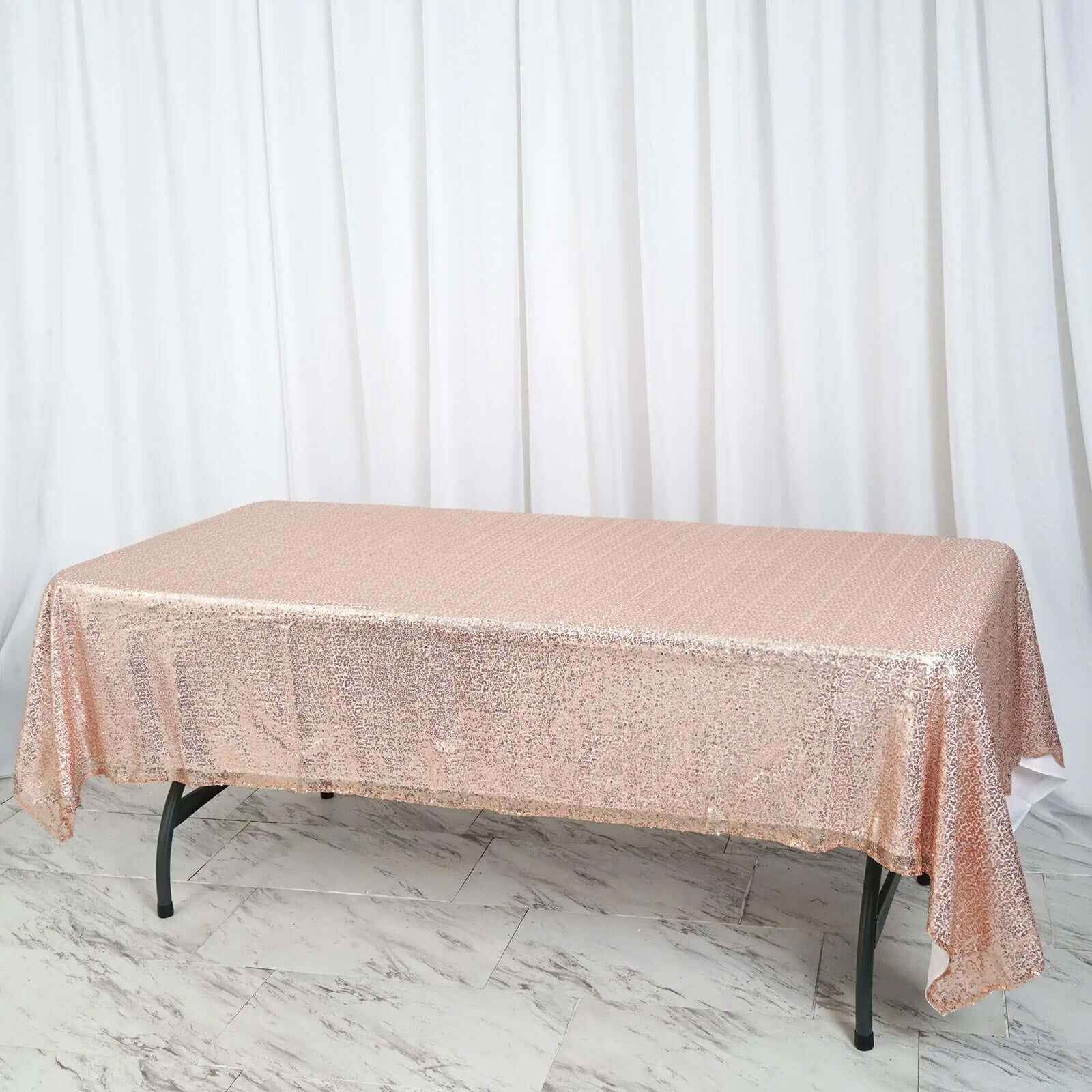 Rose Gold Sequin Rectangle Tablecloth 60"x102"